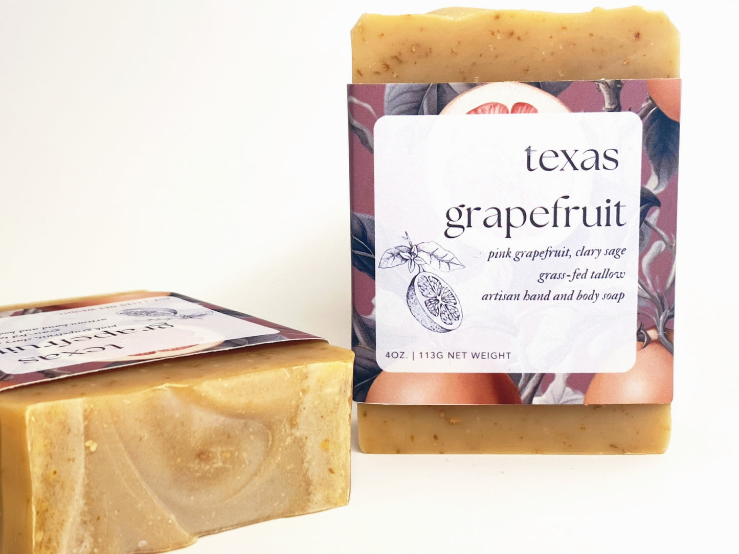texas grapefruit soap bar against a white backdrop