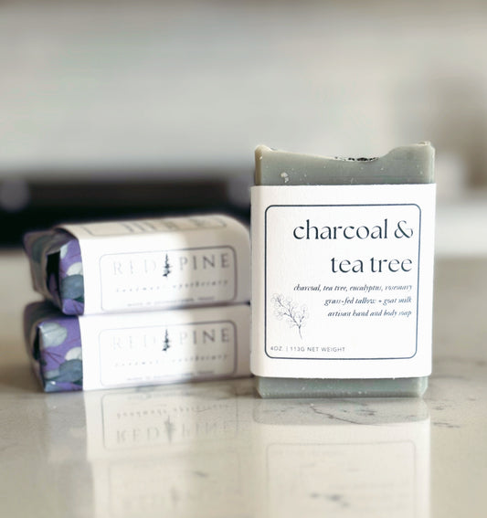 Charcoal & Tea Tree | Activated Charcoal + Grass Fed Tallow Bar